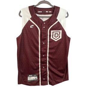 Champ Pro Adult Full Button Sleeveless Loose Jersey Maroon White M Sample